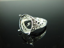6204 filigree ring oval 14x12 faceted stone ,size 9.5