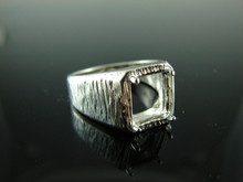 6027 STERLING SILVER MANS RING SETTING, 10x8 MM EMERALD CUT FACETED GEMSTONE, SIZE 9