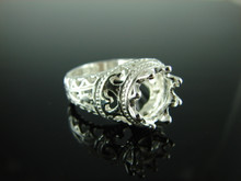 6212 Ring Setting Sterling Silver Size 7.75, 10 mm round gemstone