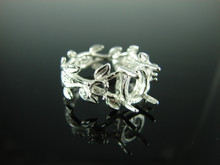 6208 STERLING SILVER RING SETTING, 1 9X7 MM OVAL & 2 - 3.5 MM ROUND GEMSTONE, SIZE 8