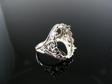729  STERLING SILVER RING SETTING, 17X14 MM OVAL CABOCHON GEMSTONE, SIZE 5.5