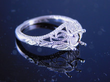 6220 STERLING SILVER FILIGREE RING SETTING, 6 MM ROUND FACETED GEMSTONE, SIZE 7