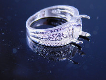 6223 STERLING SILVER RING SETTING, OPEN BAND, 9X7 MM OVAL OR CAB GEMSTONE, SIZE  6.75