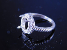 6228 STERLING SILVER RING SETTING, 10X8 MM OVAL OR CABOCHON GEMSTONE, SIZE 5.25