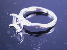 6229 STERLING SILVER RING SETTING, 8 MM CUSHION CUT FACETED GEMSTONE, SIZE 8