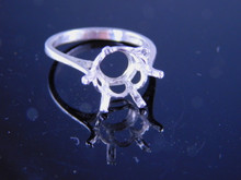 6233 STERLING SILVER RING SETTING, 10 MM ROUND FACETED GEMSTONE, SIZE 7.25