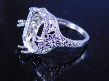 6242 Sterling Silver Emerald cut Ring 16 x 12 mm Size 8.25