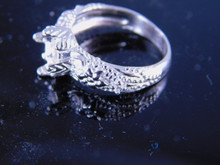 6246 Sterling Silver Ring 8 mm center w/2 1.5 mm side stones Size7