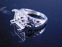 6247 Sterling Silver Ring 10 x 8 mm emerald cut , Size 6.25