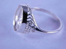 6266 Sterling Silver Ring Mounting, 13 x 10 cab.,Size 8.25, 