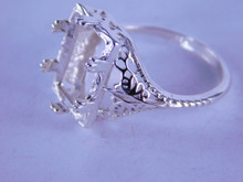 6267 Sterling Silver Ring Mounting, 14 x 10 Emerald cut stone, Size 9,
