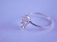 6268 Sterling Silver Mounting, Double heart 2-2 mm rounds, Size 7