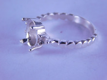 6270 Sterling Silver Mounting, Three Stone center 9 x 7 mm side stones 2- 2.5 mm, Size 7