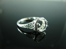 6198 STERLING SILVER RING SETTING, 7 MM ROUND GEMSTONE, SIZE 8.25