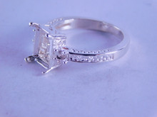 6282 RING SETTING STERLING SILVER, 9 X 7 EMERALD CUT, 2- 2.5 MM ROUND ACCENT STONES, SIZE 7