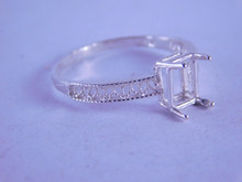 6292 STERLING SILVER FILIGREE RING SETTING, 8X6 MM EMERALD CUT FACETED GEMSONE, SIZE 8.5