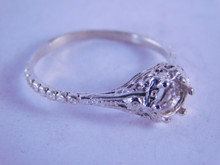 6040 STERLING SILVER RING SETTING, 5.5 MM ROUND FACETED GEMSTONE, SIZE 8.25