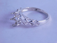 6294 STERLING SILVER RING SETTING, 8 MM ROUND FACETED GEMSTONE, SIZE 7.25