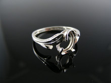 5406 STERLING SILVER RING SETTING, 8X6 MM CABOCHON ONLY GEMSTONE, SIZE 7.5