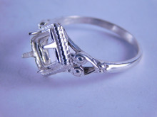 6295 STERLING SILVER RING SETTING, 6 MM SQUARE  FACETED OR CABOCHON GEMSTONE, SIZE 7.5