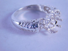 6297 Sterling Silver Ring Setting, 8 mm Round Faceted Stone, Size 6.5