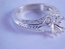 6298 Sterling Silver Ring Setting, 7 mm Round Stone, Size 7