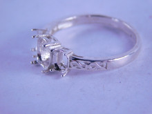 6300 Sterling Silver Ring Setting 3 Stone 1-7x5 And 2-5x4 mm ovals, Size 8.25