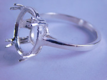 6307 Sterling Silver Ring Setting, 16x12 mm Oval Stone, Size 9.25