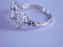6308 Sterling Silver Filigree Ring Setting, 6x6 mm Square FACETED GEMSTONE, Size 8