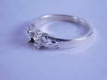 6311 Sterling Silver Ring Setting, 5 mm Round Faceted Stone, Size 6.75