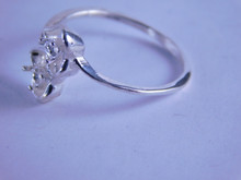 6314 Sterling Silver Double Heart Ring Setting, 2-2.5 mm Rounds, Size 7.25