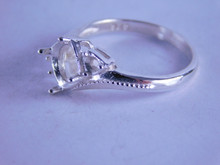6317 STERLING SILVER RING SETTING, 1-8 MM & 2-3 MM ROUND FACETED GEMSTONE, Size 7