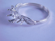 6318 Sterling Silver Ring Setting, 1-7 mm Round And 2-4 mm accents, Size 7