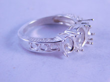 6320 STERLING SILVER RING SETTING, 1-8X6 MM &2-6X4 MM OVALS, SIZE 7.25