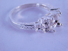 6321 STERLING SILVER RING SETTING, 8 MM ROUND & 6-3 MM ACCENTS, SIZE 8.5 