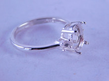 6323 STERLING SILVER RING SETTING, 9X7 MM CENTER & 2-3MM ACCENTS, SIZE 6.75