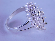 6327 STERLING SILVER RING SETTING, 2-7X5 MM PEARS & 16-2.5 MM ROUNDS, SIZE 8 