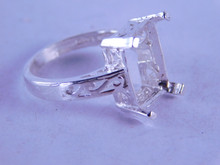 6328 STERLING SILVER RING SETTING, 14X10 MM EMERALD CUT STONE, SIZE 7