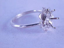 6329 STERLING SILVER RING SETTING , 8 MM ROUND FACETED GEMSTONE, SIZE 8.5