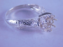 6330 STERLING SILVER RING SETTING, 8 MM ROUND FACETED GEMSTONE, SIZE 8