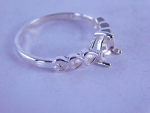 6331 STERLING SILVER RING SETTING, 6X6 MM HEART STONE, SIZE 7.25