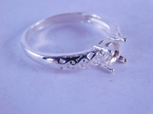 6332 STERLING SILVER RING SETTING, 6MM ROUND FACETED GEMSTONE, SIZE 7.5