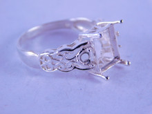 6333 STERLING SILVER RING SETTING, 10X8 MM EMERALD CUT & 2-3 MM ROUNDS, SIZE 8