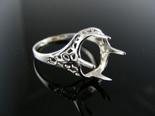 R70 RING SETTING STERLING SILVER, SIZE 7.25, 10X8MM EMERALD STONE