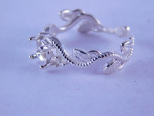 6340 STERLING SILVER RING SETTING, 1 - 6 MM & 2 - 2 MM ROUND FACETED GEMSTONE, SIZE 7