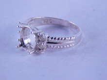 6341 STERLING SILVER RING SETTING, 9 X 7 MM OVAL & 2 - 2.5 MM ROUND GEMSTONE, SIZE 7