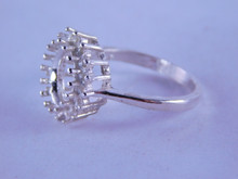 6342 STERLING SILVER RING SETTING,  9 X 7 MM OVAL & 16- 1.75 ROUND GEMSTONE, SIZE 7