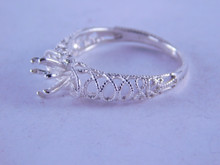 6343 STERLING SILVER FILIGREE RING SETTING, 6 TO 7 MM ROUND STONE SIZE 8.25