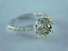 6382 RING STERLING SILVER SOLITAIRE, 9.5 MM ROUND FACETED GEMSTONE, SIZE 8.25