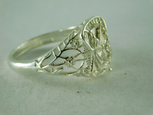 6378 RING STERLING SILVER, 2- 4X4X4 TRIANGLE FACETED GEMSTONES, SIZE 8.25